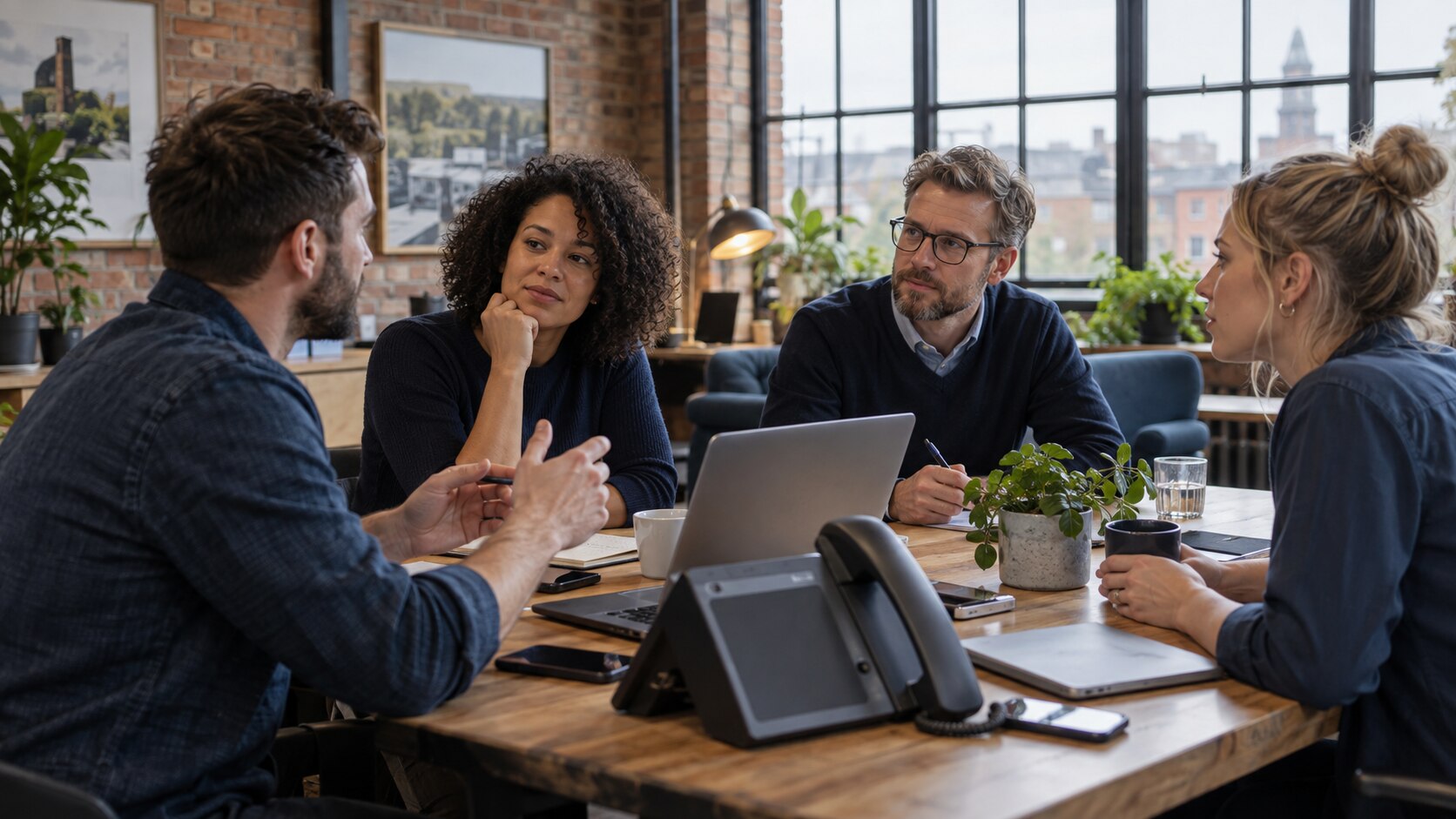 Business people discussing a communications requirement